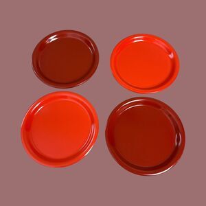 Ingrid Ltd Chicago Vintage Melamine Dinner Plates Red Orange 10.5" Set of 4 MCM